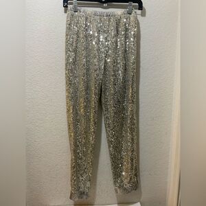Loyd/Ford Palm Springs sequin snake Elastic High Rise  Pants Beige Size 2